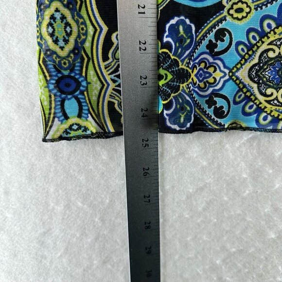 Vine Street Top Womens Sz M Floral Paisley Sheer Mesh 3/4 Sleeve Black Green - Picture 11 of 11
